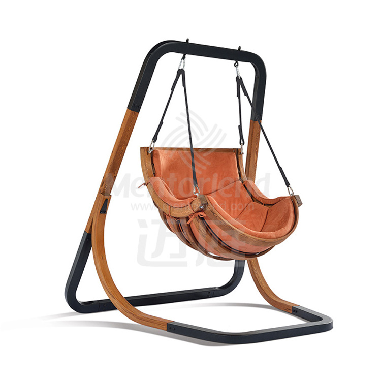 Larch Wood Steel Suede Luxury Modern Outdoor Furniture Wholesale Garden Chair Swing Chair Portable Hammocks