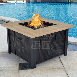 2023 New Fire Pit Gas Outdoor Table Fire Pit Stone Rattan Garden Gas Fire Pit