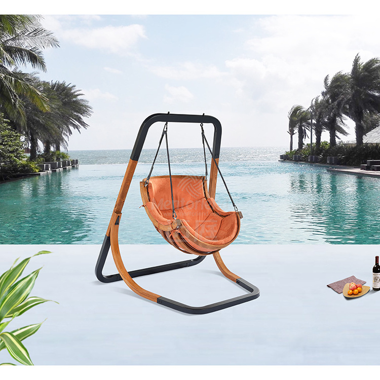 Larch Wood Steel Suede Luxury Modern Outdoor Furniture Wholesale Garden Chair Swing Chair Portable Hammocks