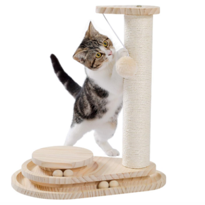 Cat grab board Cat grab, indoor kitten toy wooden ball track high grab post hanging ball interactive toy