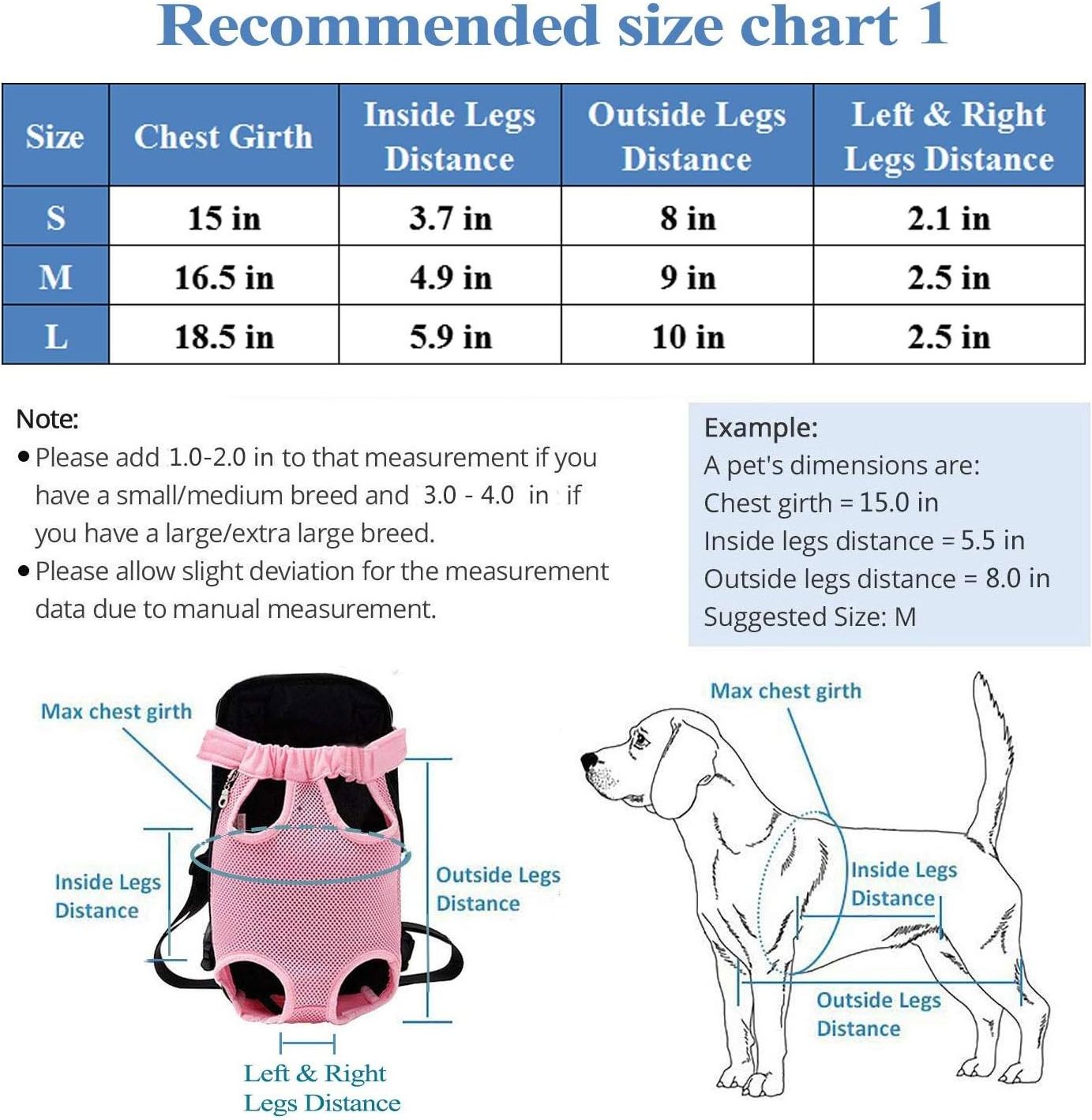 Dog Carrier Pink Legs Front Out Pet Carrier Rucksack Comfort Puppy Bag with Shoulder Strap and Sling