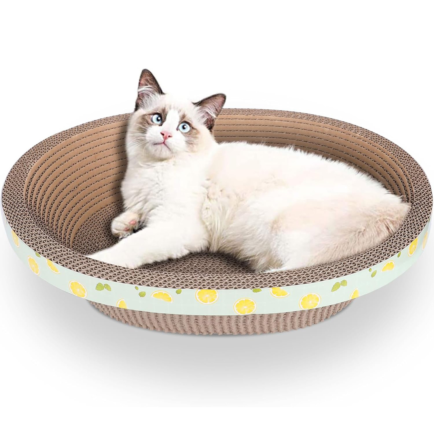 Oval Corrugated Cardboard Cat Scratching Board Bed Lounger for Indoor Cats