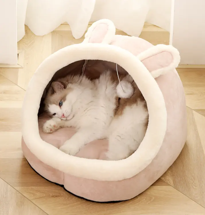 New Cartoon Cute Little Dinosaur Shape Pet Cat House Supplies All Seasons Warm And Comfortable Pet Cat Bed