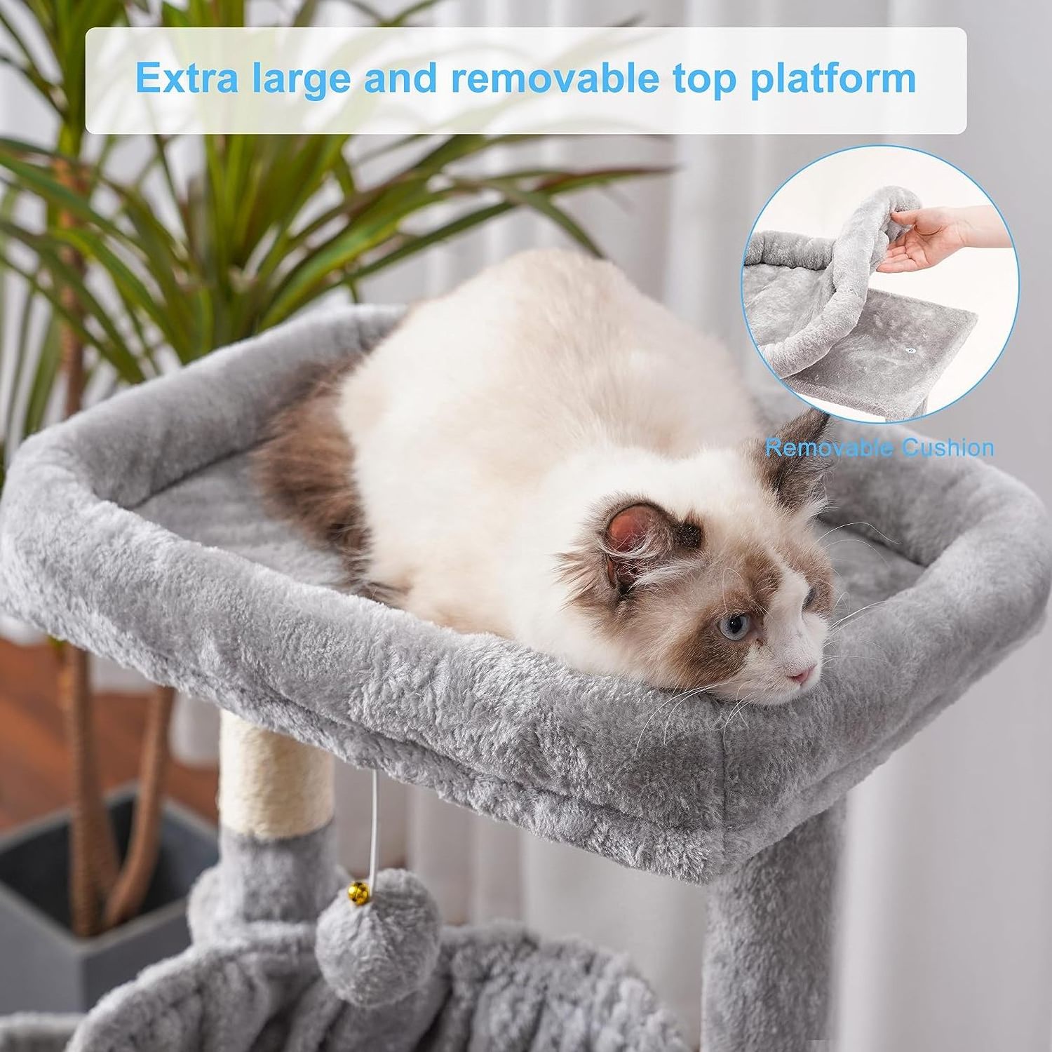 Meowlove Cat Tree, Indoor Cat Tower With Large Upholstered Bed, Sisal Scratching Post, And Large Scratching Pad