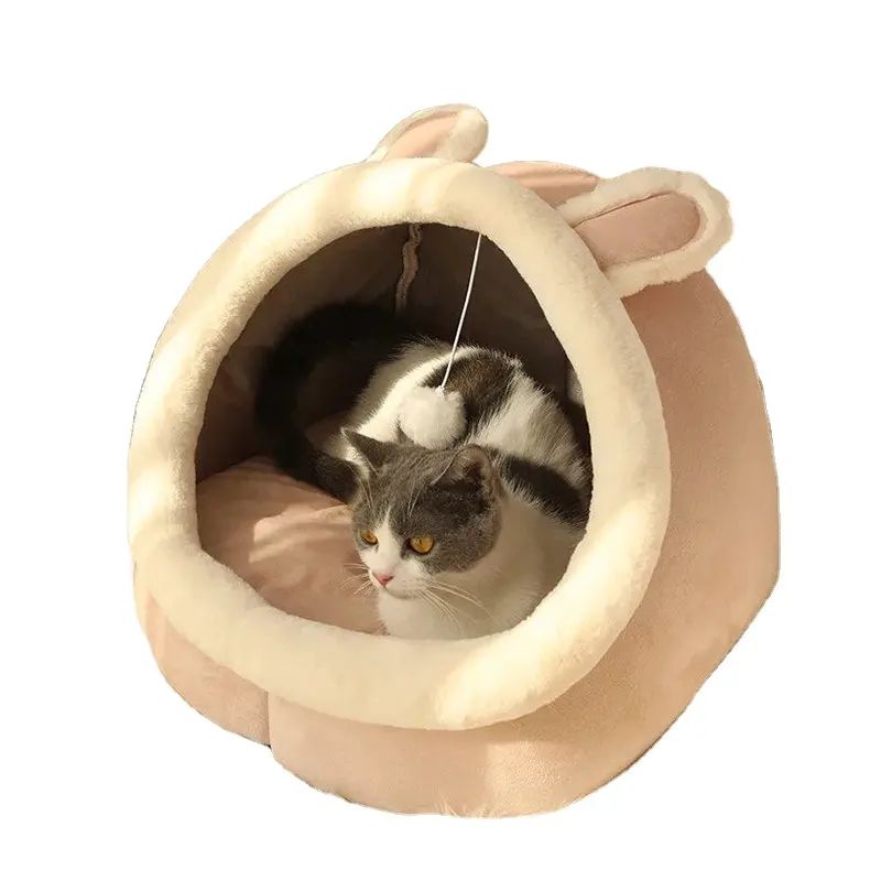 New Cartoon Cute Little Dinosaur Shape Pet Cat House Supplies All Seasons Warm And Comfortable Pet Cat Bed