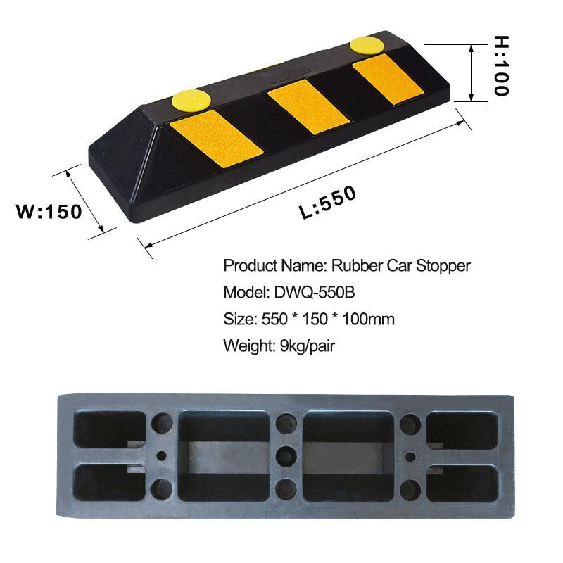 Cheap price durable Long 1830mm Plastic rubber garage Parking car tire stop Wheel bumper stopper Rubber parking lot curb blocks