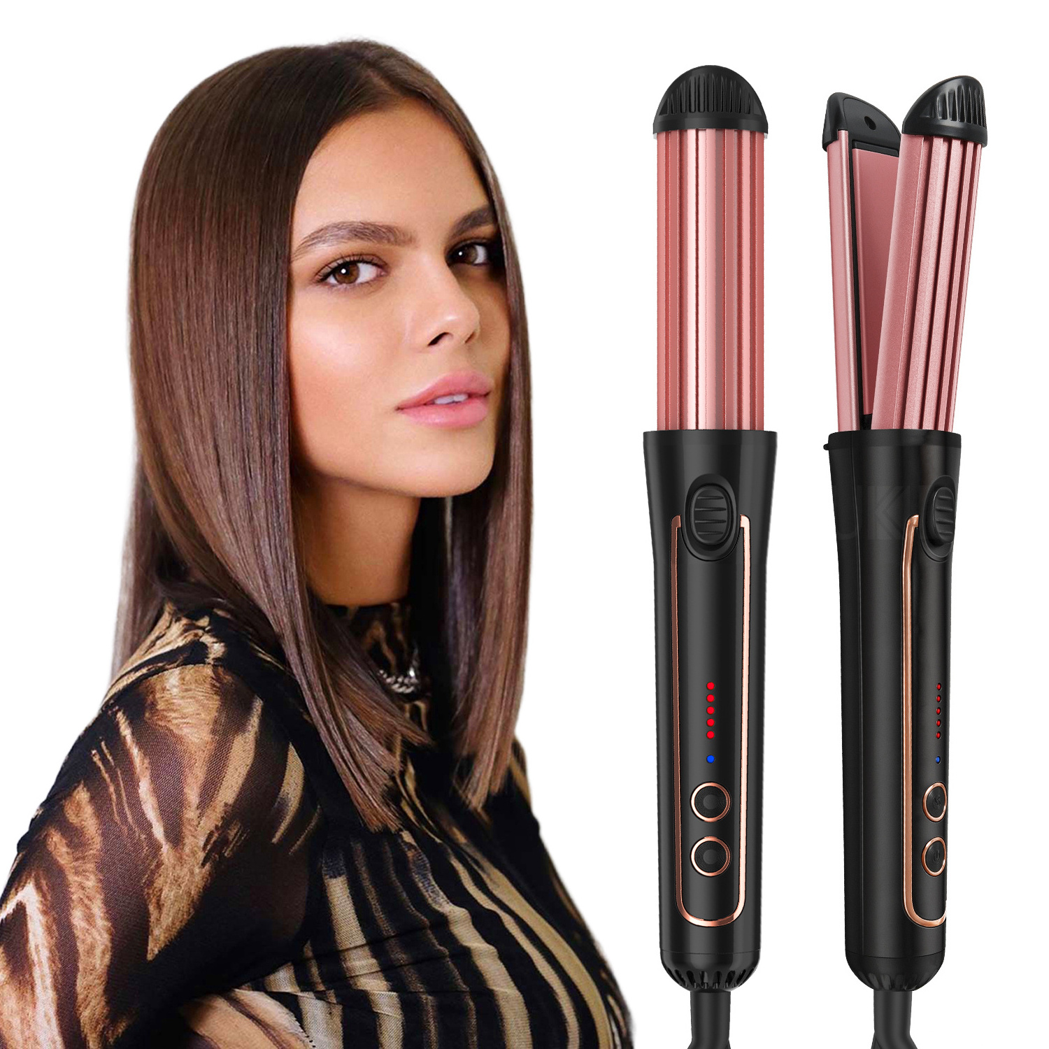 Factory cold air hair Hair straightener curler 2 in 1 curling wand and flat iron cool wind Electric hair curler straightener