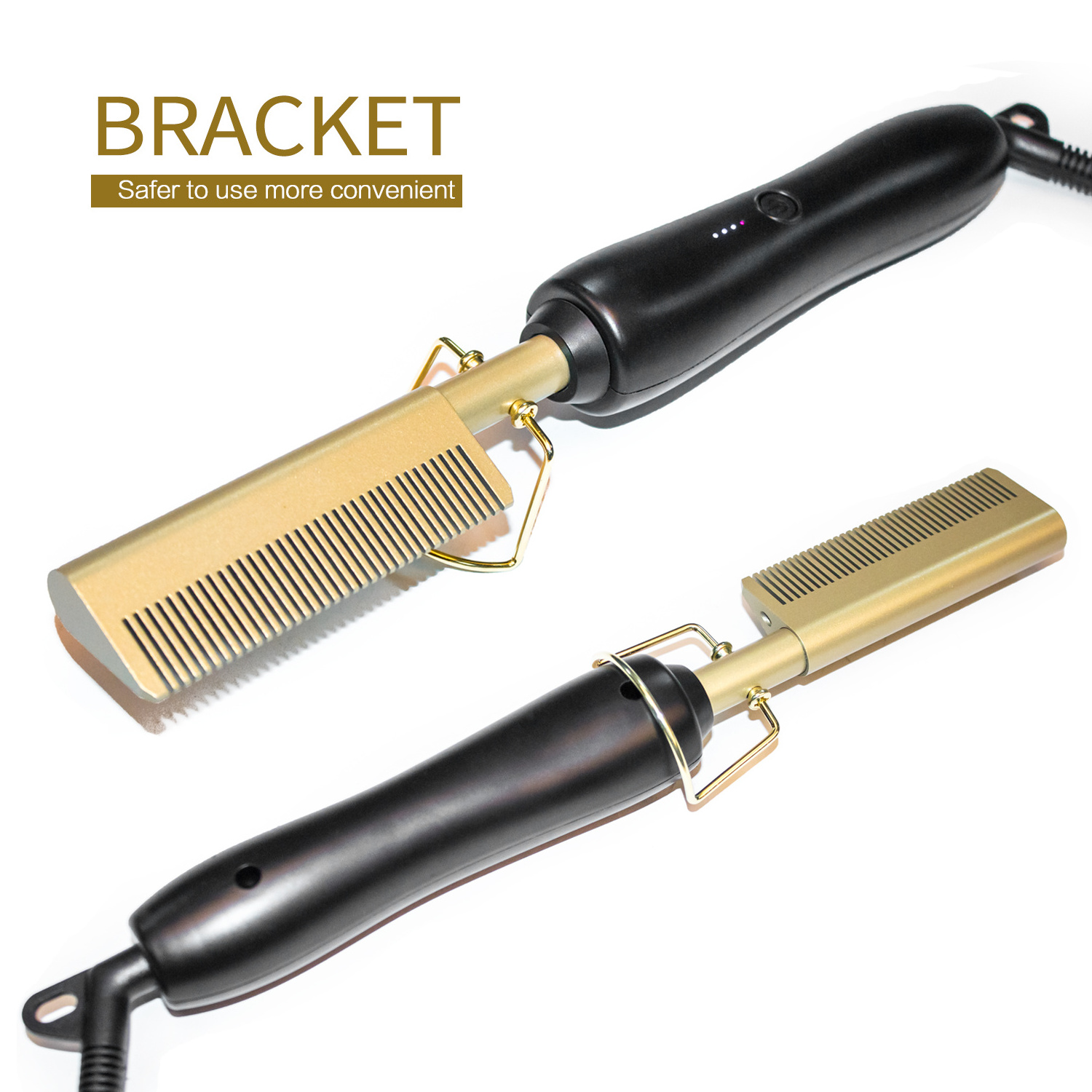 110V-240V Dual Voltage instant heat Electric hot comb straightening and curling 2 in 1 Hair styling High heat ceramic press comb