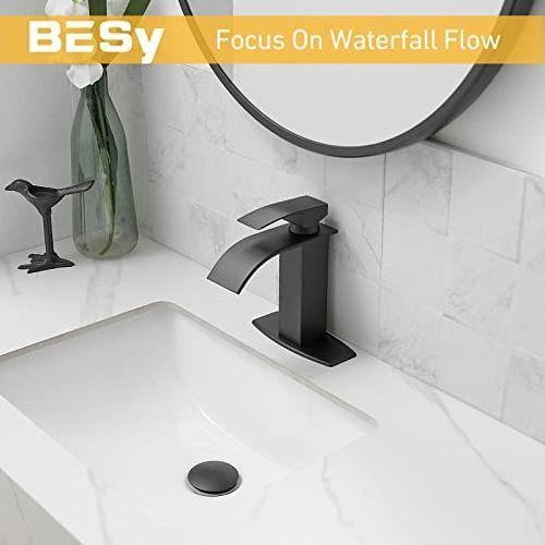 Bathroom sink faucet Black waterfall spout bathroom faucet