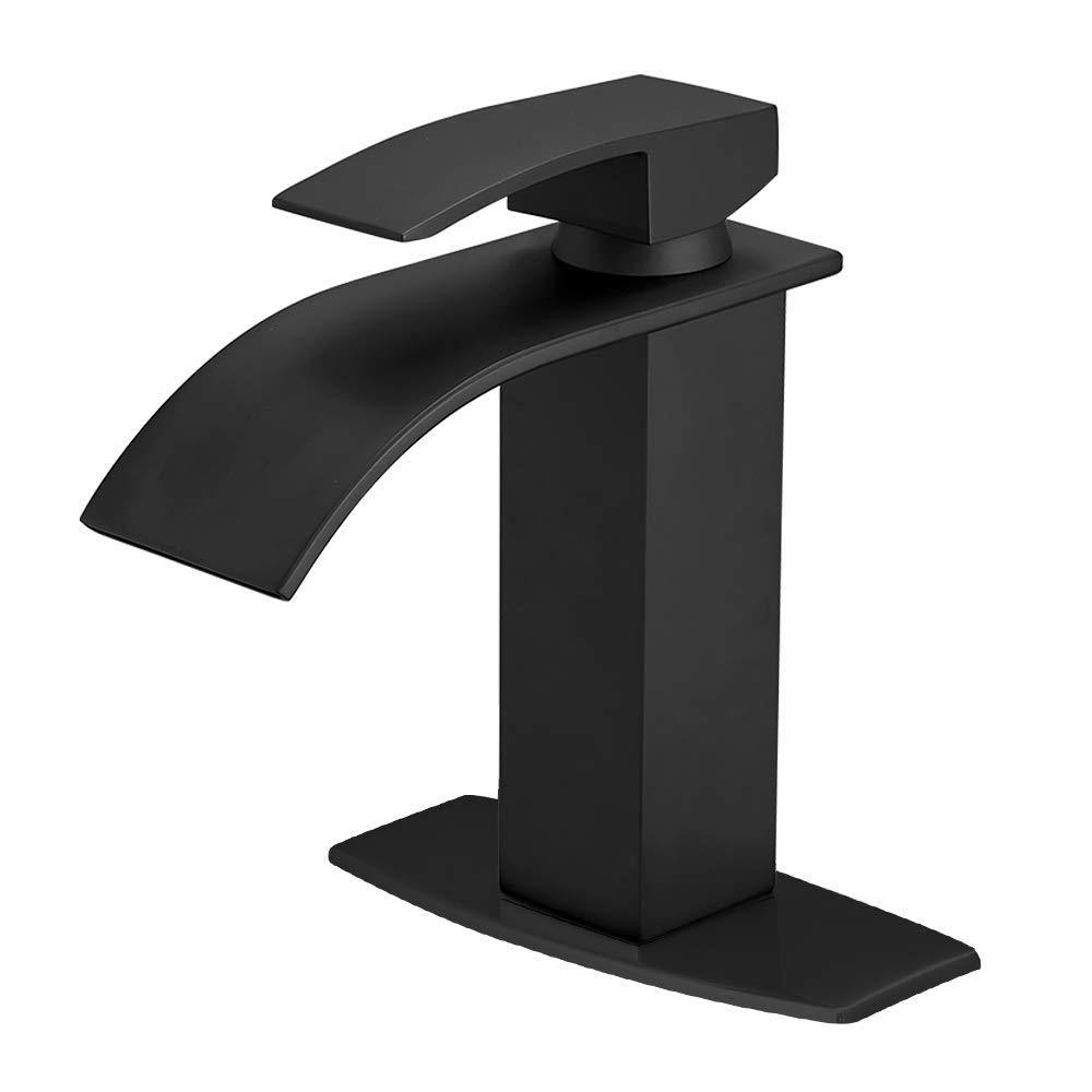 Bathroom sink faucet Black waterfall spout bathroom faucet