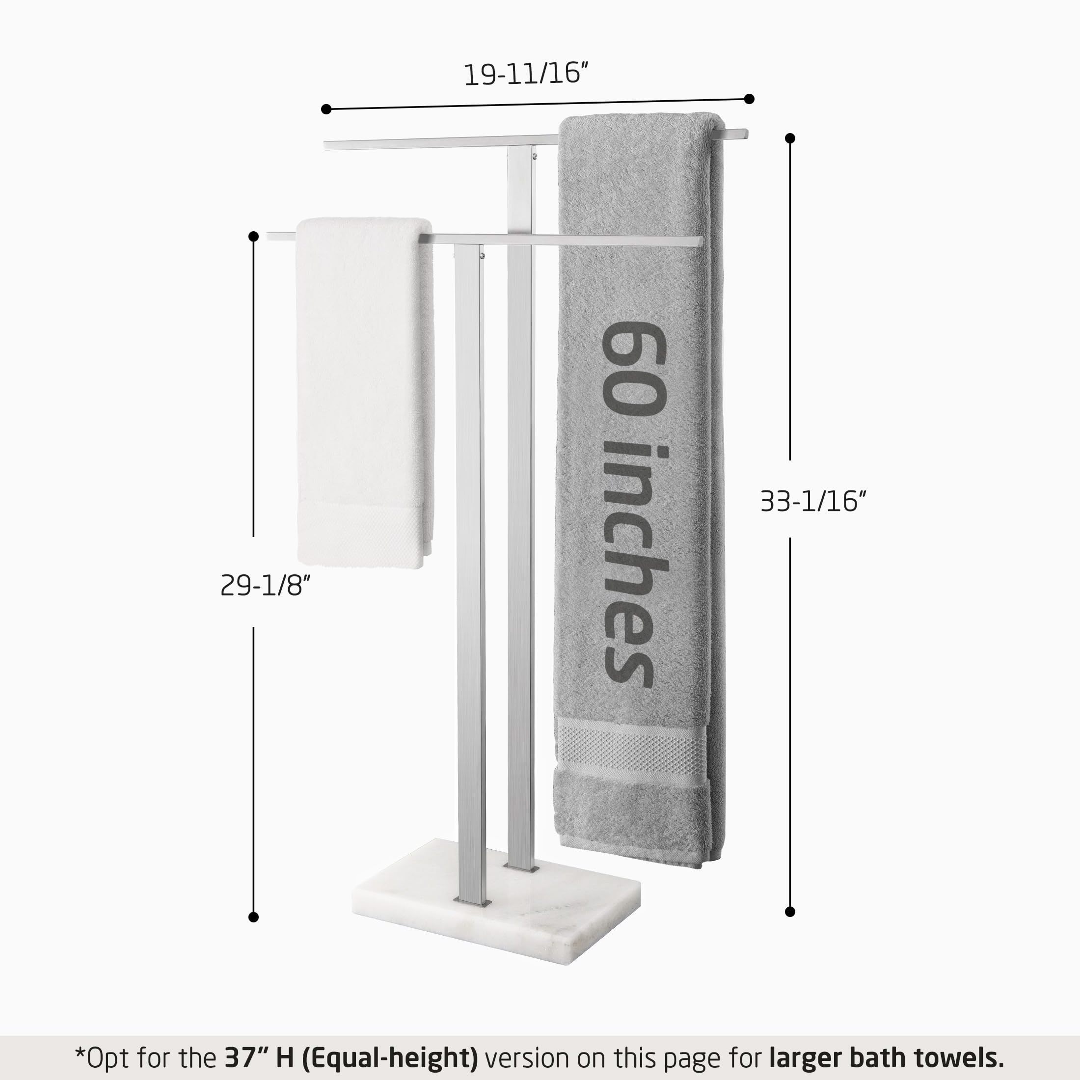 Stainless steel wire drawing surface Vertical towel rack 2-layer towel rack with marble base