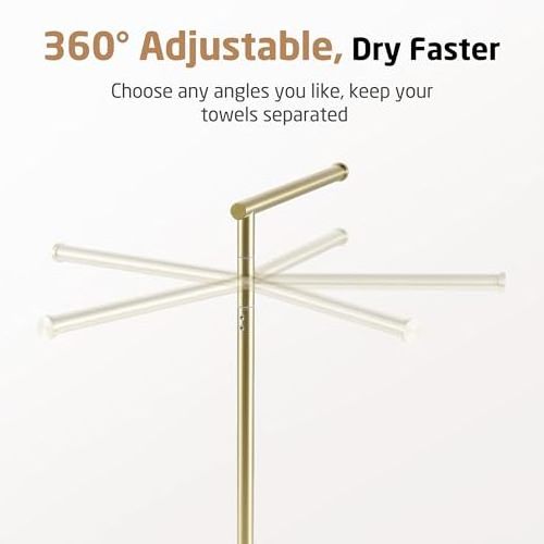 Free Standing Gold Swivel Hand Towel Rack for Bathroom Stand with Marble Base Hand Towel Holder