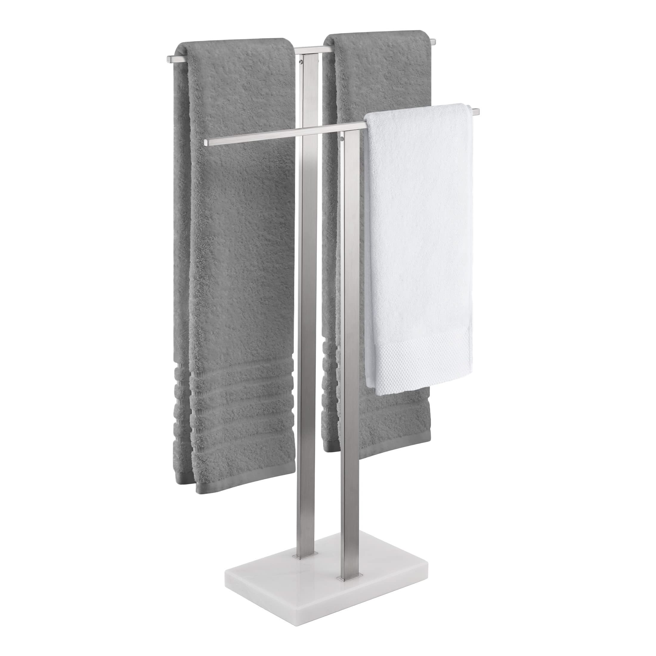 Stainless steel wire drawing surface Vertical towel rack 2-layer towel rack with marble base