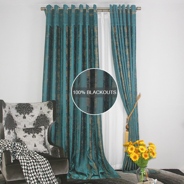 Wholesale living room floral luxury Eyelet blackout arabic made order ready curtains set