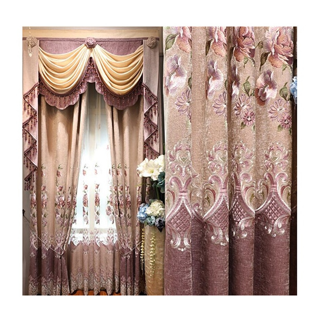 Wholesale Factory Supply Luxury Ready Made European Style Curtain Blackout Embroidery Curtains For Bedroom