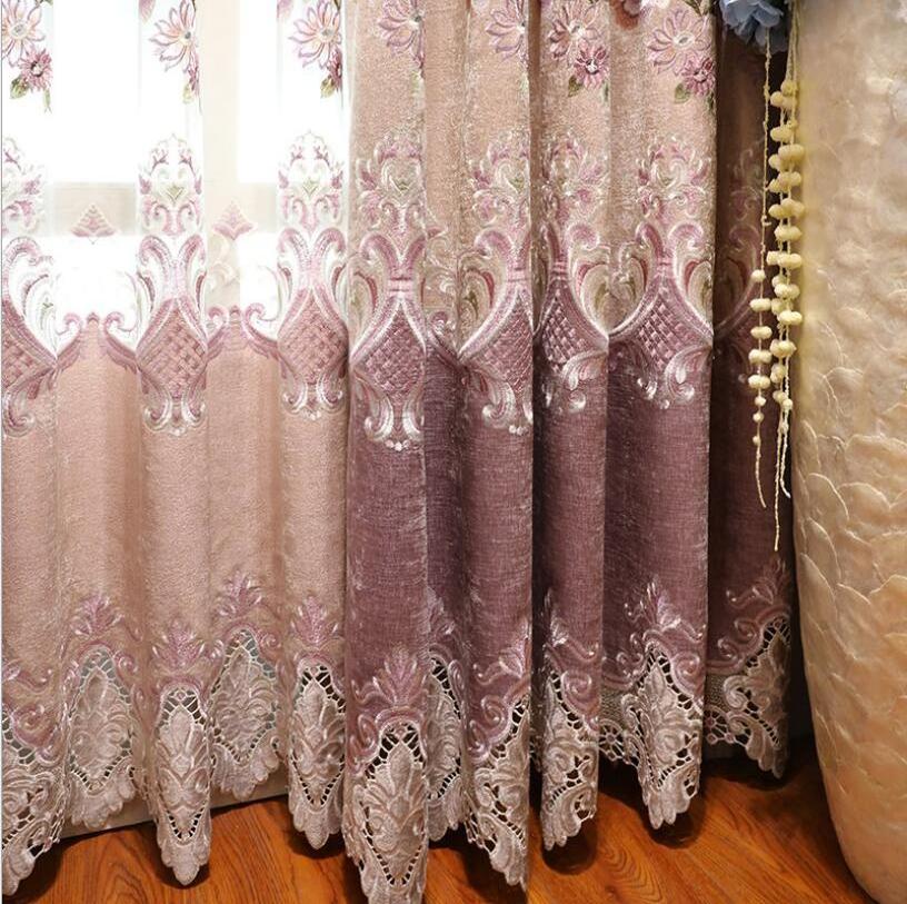 Wholesale Factory Supply Luxury Ready Made European Style Curtain Blackout Embroidery Curtains For Bedroom