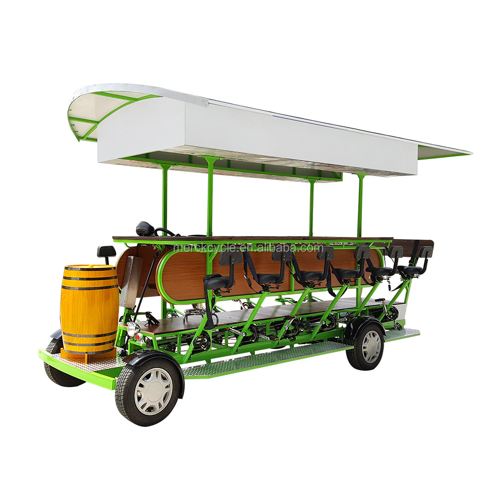 Stylish Galvanized Carbon Steel High Quality Cheap Price City Tour 15 People Rentals Pedal Pub Electric 4 Wheel Party Beer Bike