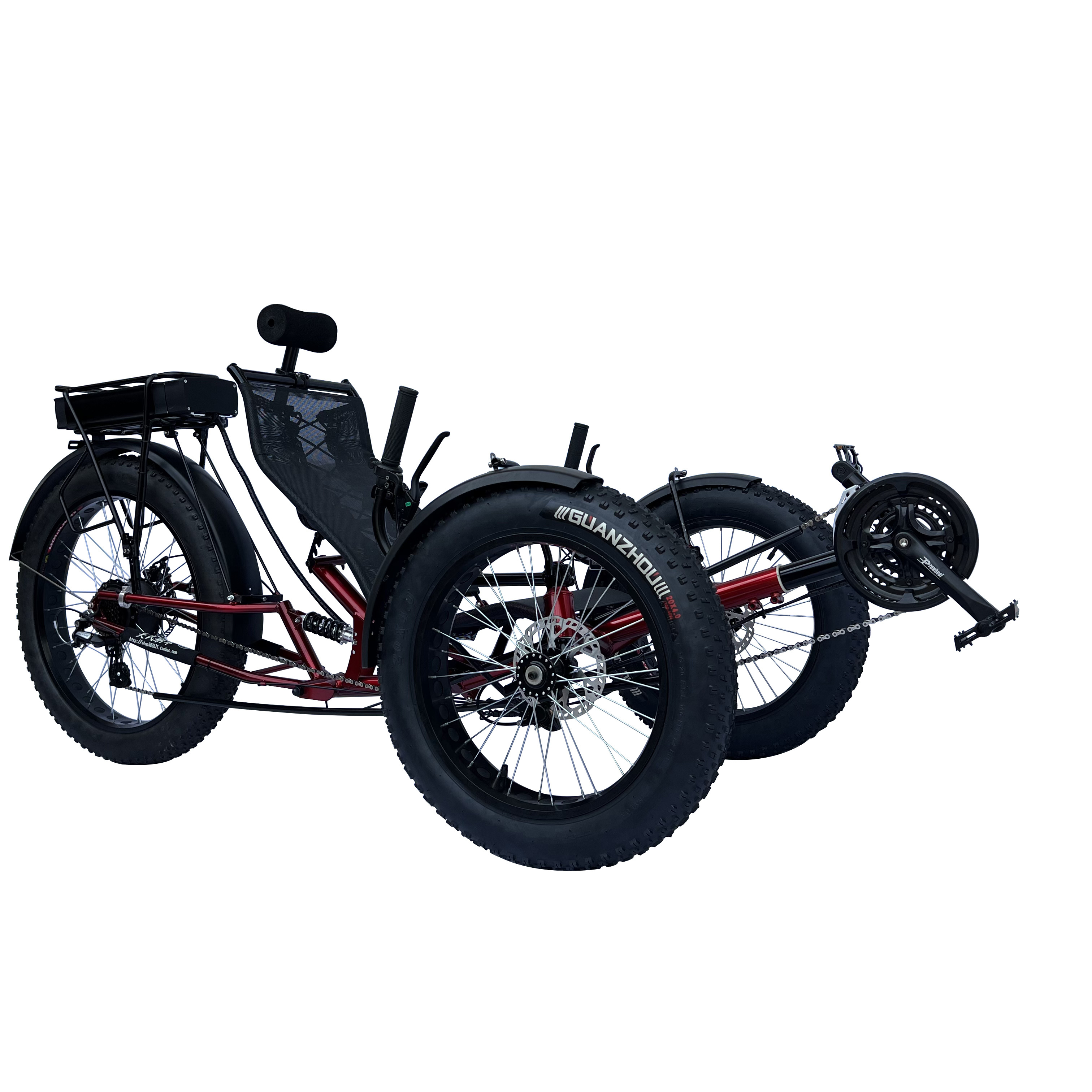 Free Shipping door to door 500watt Motor Electric Assisted Fat Tyre Recumbent Trike with Rear Suspension Foldable bicycle