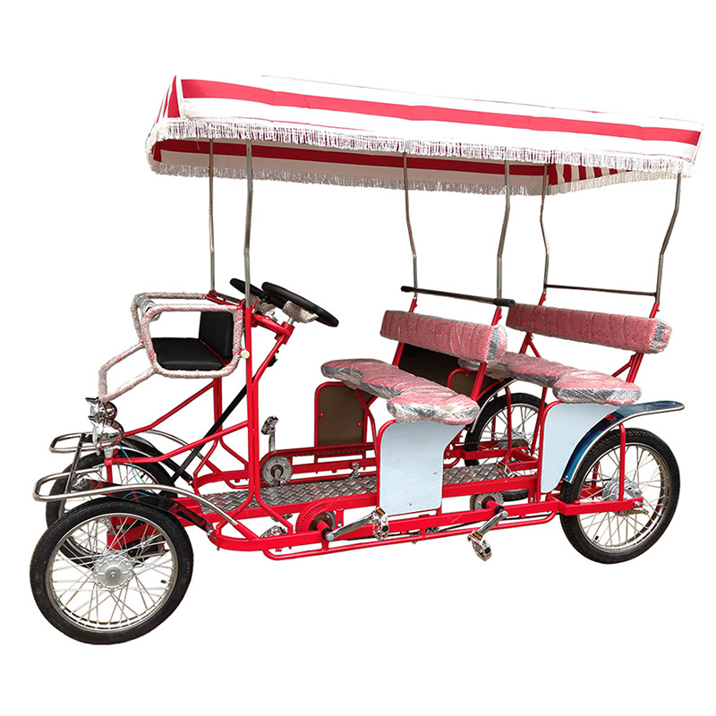 Factory Hot-selling Family Tandem Bicycle Tour Used quadricycle 4 wheel adult 4 Person Surrey Bike