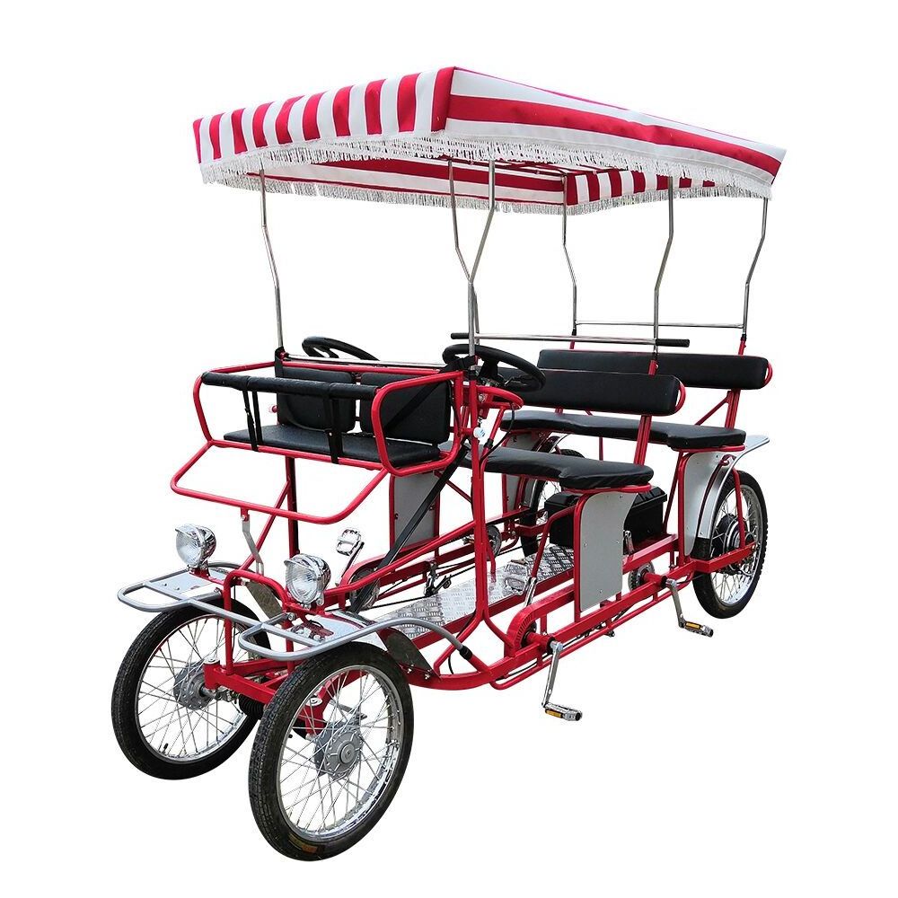 2 and 4 people Tandem Touring Beach Rental Bike Pedal Rickshaw from China