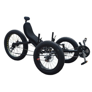 Wholesale Free Door to Door Shipping Adult Outdoor Sport 24 Speed Fat Tyre Folding Recumbent Tricycle