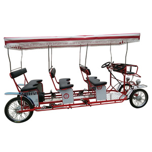 Touring Recreation Rental Four Person or 6 People Surrey Bicycle Sightseeing Electric Four Wheel Bike