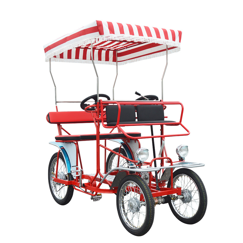 Factory Hot-selling Family Tandem Bicycle Tour Used quadricycle 4 wheel adult 4 Person Surrey Bike