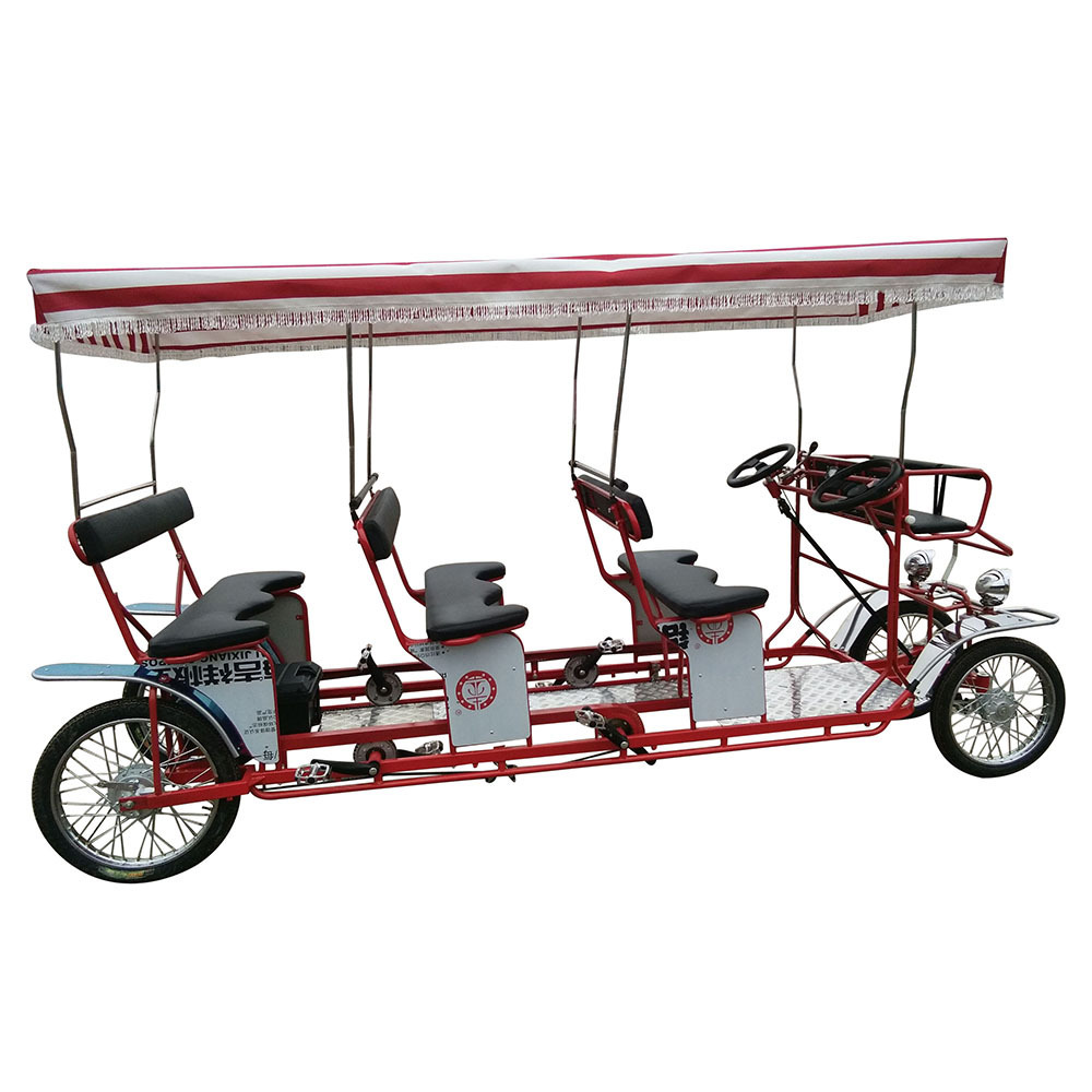 Free Parts Park Tourist Use Multi Passengers Pedal Adult Quadricycle Surrey Bike 4 Person And 6 Seats Tandem Bike