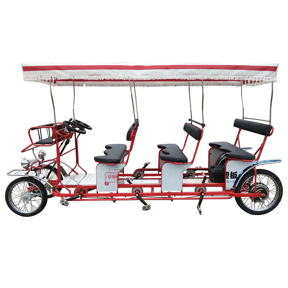 Touring Recreation Rental Four Person or 6 People Surrey Bicycle Sightseeing Electric Four Wheel Bike