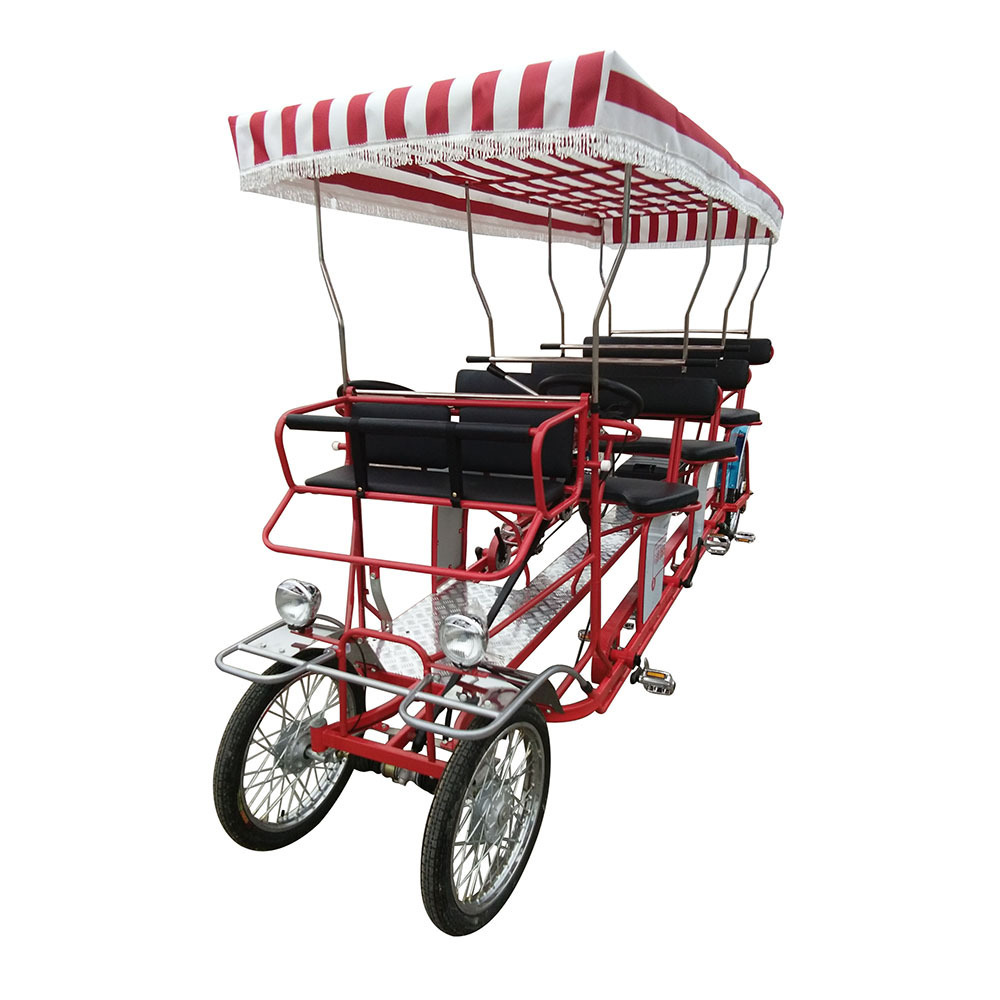 Free Parts Park Tourist Use Multi Passengers Pedal Adult Quadricycle Surrey Bike 4 Person And 6 Seats Tandem Bike