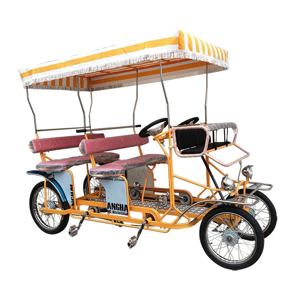 Beach Resort Rental 4 Wheel Adult Sightseeing Four Seat Pedal Quad Surrey Bike