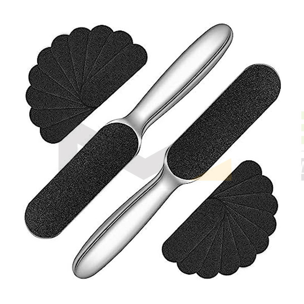 New Designed 2 Pieces Pedicure Foot File Foot Scrubber Stainless Steel Feet Rasp with 20 Replaceable Coarse