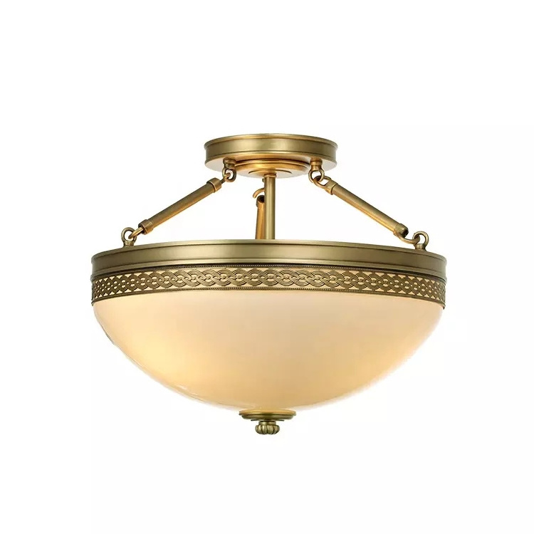 Best Quality The New Fancy Design Entrance Dining Room Hotel Illumination Semi Flush Mount Ceiling Light Brass