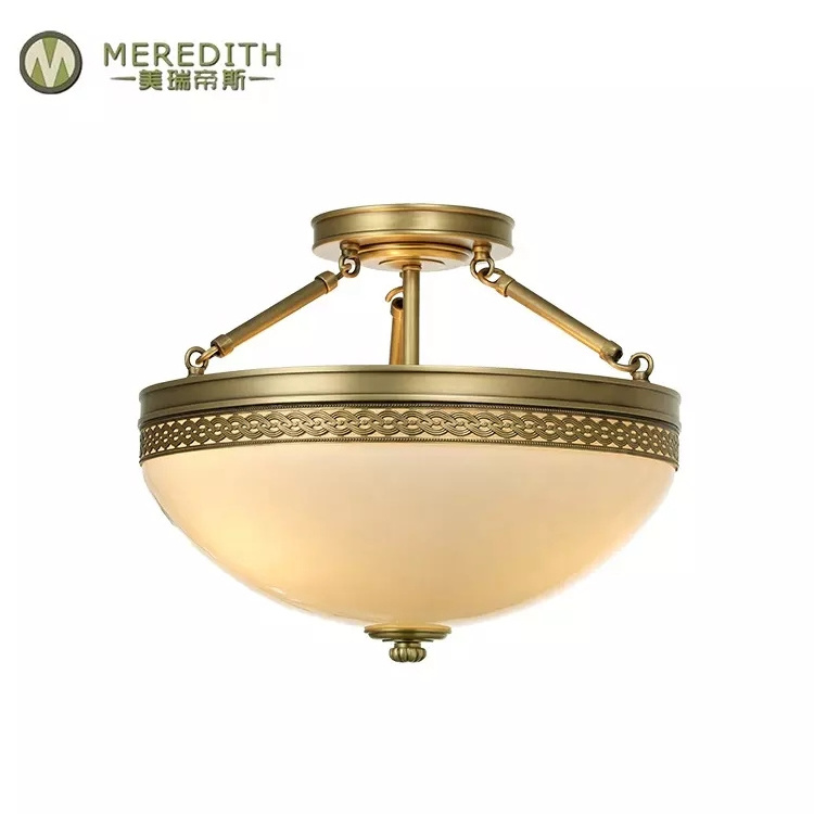 Best Quality The New Fancy Design Entrance Dining Room Hotel Illumination Semi Flush Mount Ceiling Light Brass