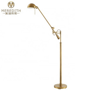 Meredith modern adjustable swing arm solid brass floor lamp