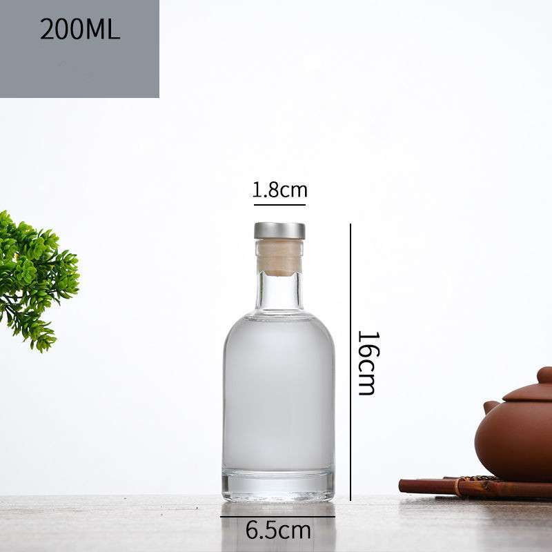 Shape Empty Whiskey Bottle 200ml 375ml 500ml 750ml round cork wine empty whiskey glass bottle