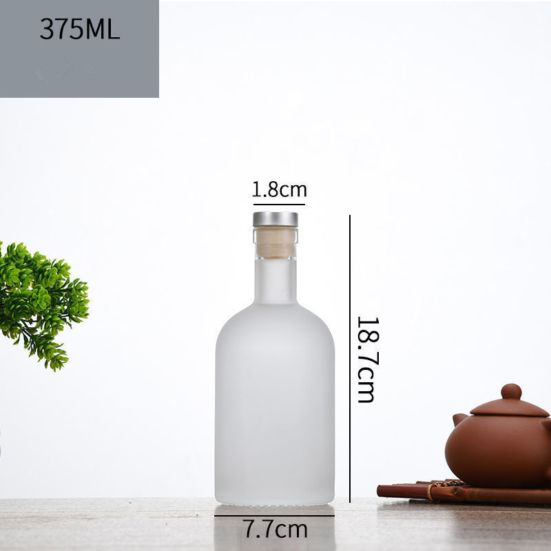 Shape Empty Whiskey Bottle 200ml 375ml 500ml 750ml round cork wine empty whiskey glass bottle