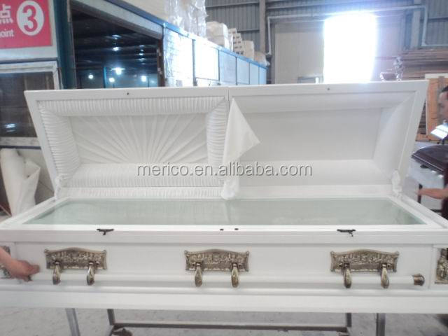 LAST SUPPER Handcraft White Casket And Coffin with Half View Glass Cover