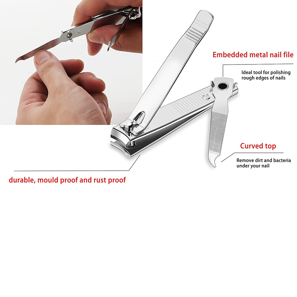 Stainless Steel Nail Clipper Finish polish Fingernail Cutter Trimmer Manicure Pedicure Toe Nail Clipper With Nail File