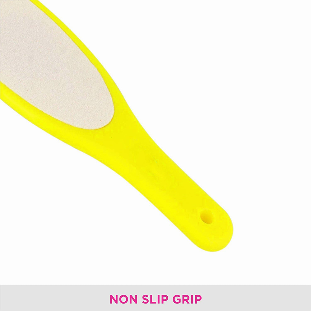 Yellow Color Plastic Handle Dead Dry Skin Foot File Wood Sand Paper Foot File Removal Toe Scrub Heel Cuticles Exfoliating Tool