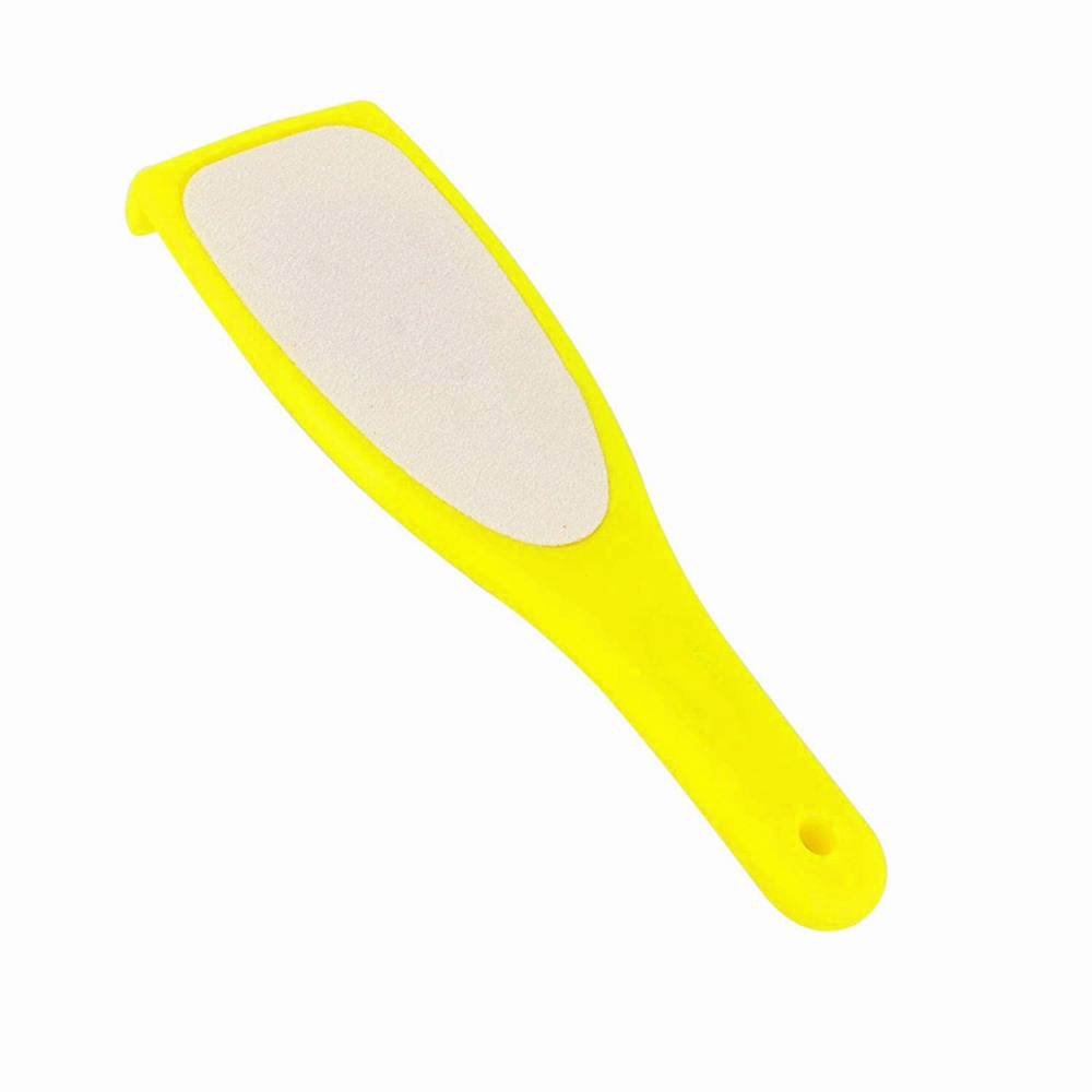 Yellow Color Plastic Handle Dead Dry Skin Foot File Wood Sand Paper Foot File Removal Toe Scrub Heel Cuticles Exfoliating Tool