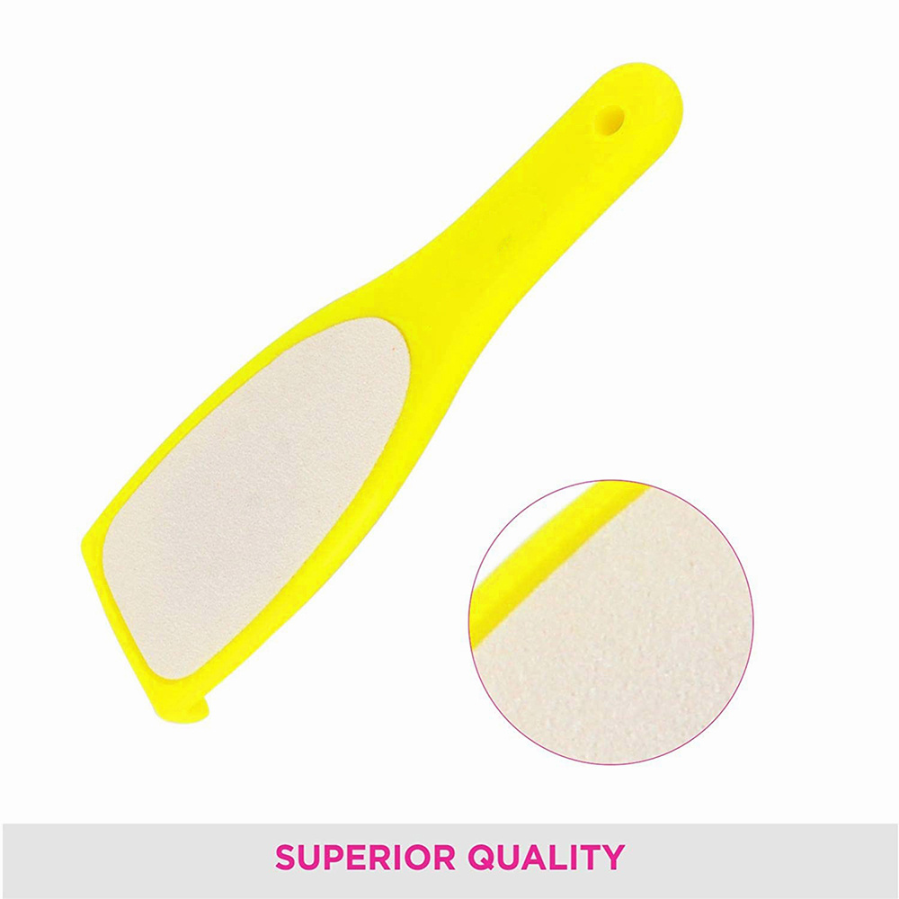 Yellow Color Plastic Handle Dead Dry Skin Foot File Wood Sand Paper Foot File Removal Toe Scrub Heel Cuticles Exfoliating Tool