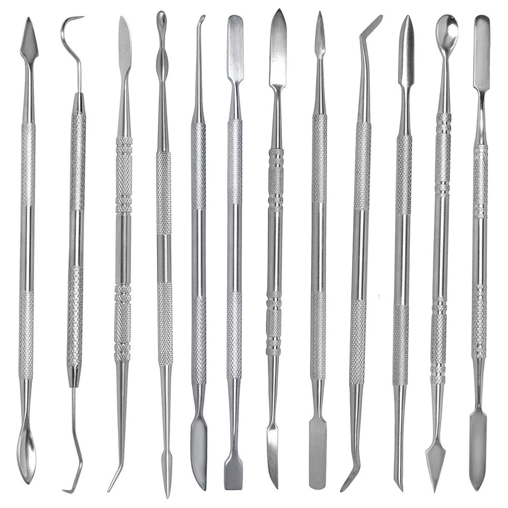 12 Pcs Wax Carvers Set German Steel Dental Wax Carving Tools Set with Kit Carver Mixing Spatula Knife