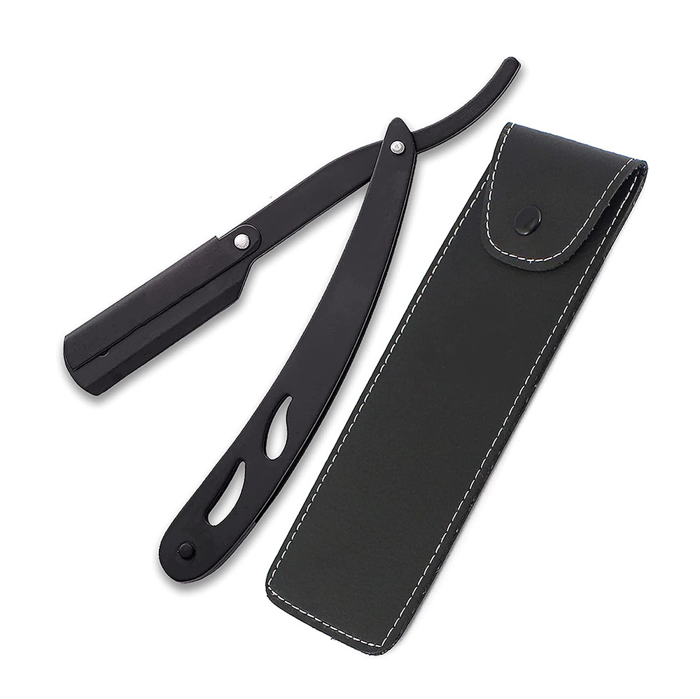 Custom Made Straight Edge Stainless Steel Barber Razors For Men Black Color Barber Use Durable Men's Straight Razor