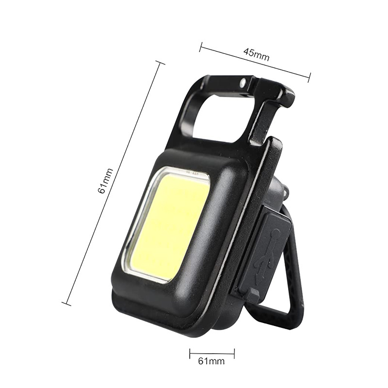 COB Mini Flashlights, 800Lumens Bright Rechargeable Keychain Light with Collapsible Bracket and Magnet