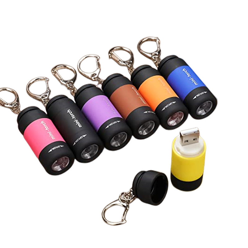 Mini Keychain Pocket Torch USB Rechargeable LED Light Flashlight Waterproof Outdoor Camping Flashlight