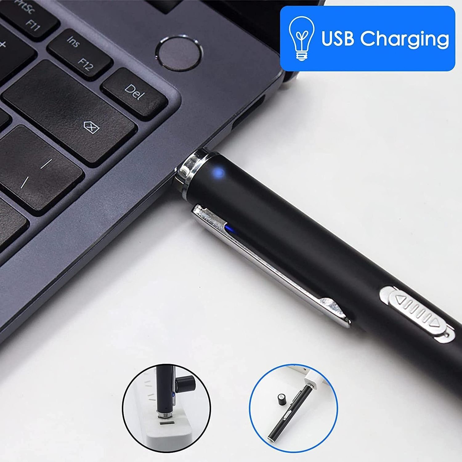 LED Penlight Reusable USB Pen Light Flashlight Waterproof Pen with Light