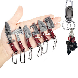 Promotional Gift Mini Pocket Knife Set Damascus Tiny Knife For Beer Bottle Opener Package Box Cutter Necklace Knife