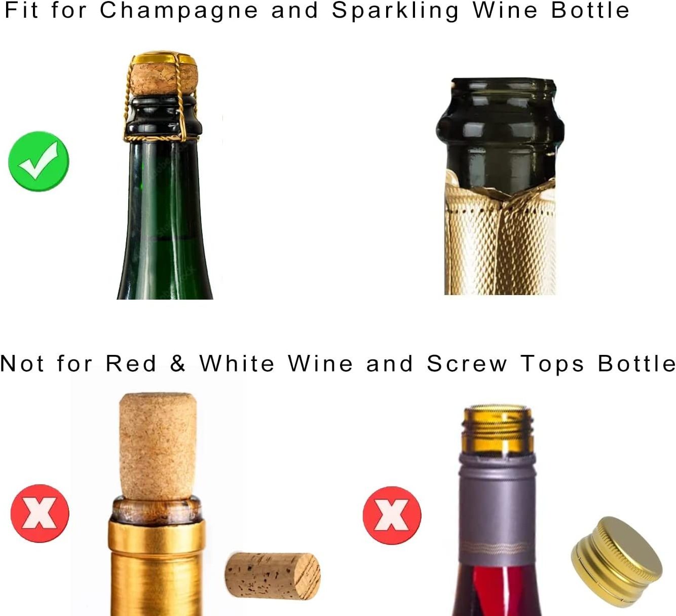 Leakproof Champagne Stopper Black Professional Champagne Saver Bottle Stopper