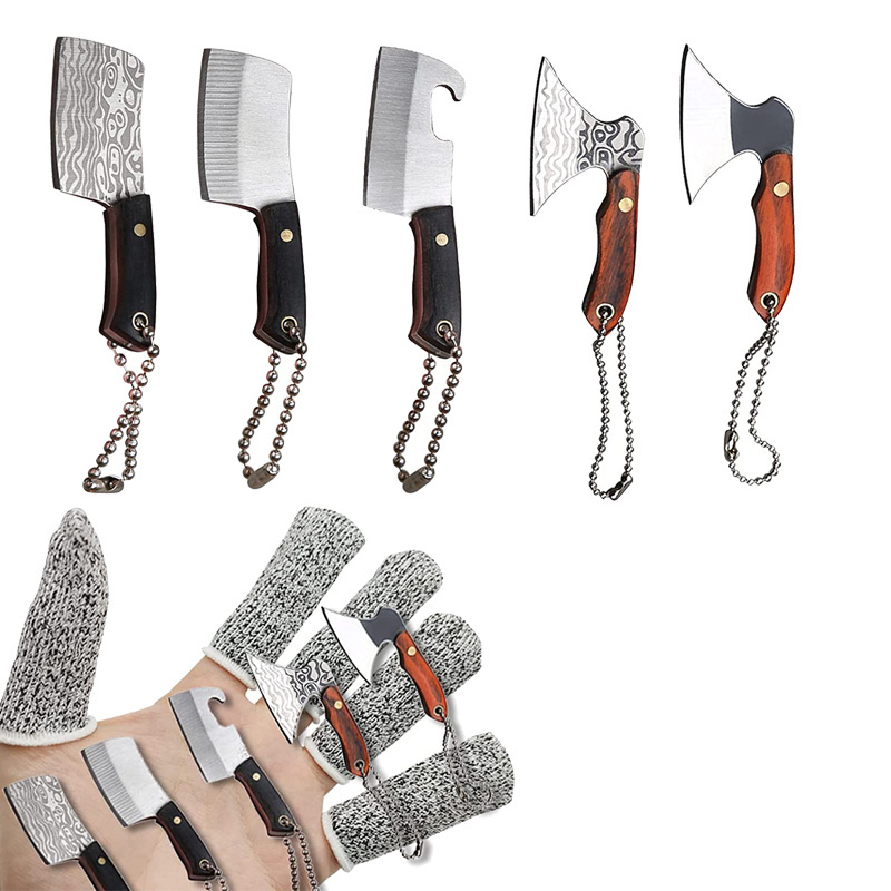 Promotional Gift Mini Pocket Knife Set Damascus Tiny Knife For Beer Bottle Opener Package Box Cutter Necklace Knife